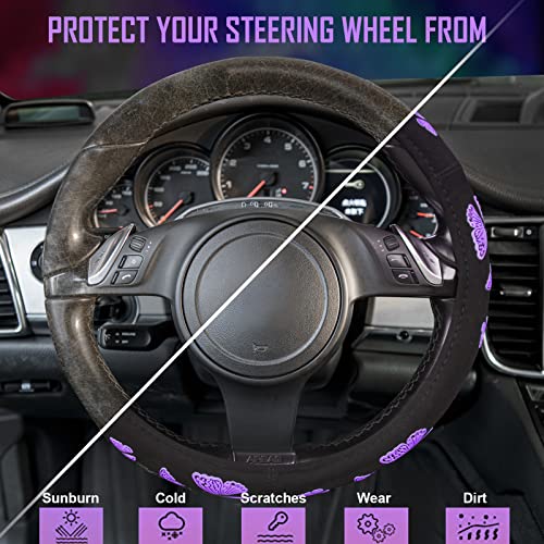 Purple Butterfly Steering Wheel Covers