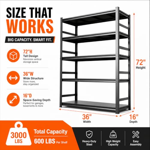 Garage Shelving 3000 LBS Adjustable Metal Storage Shelves