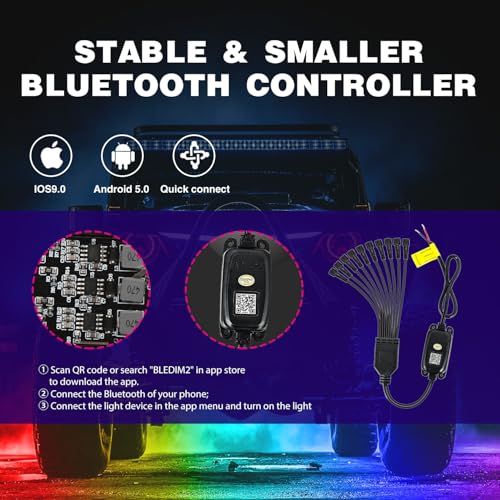 RGB LED Rock Lights Kit 10 Pods Underglow Multicolor Neon Pod