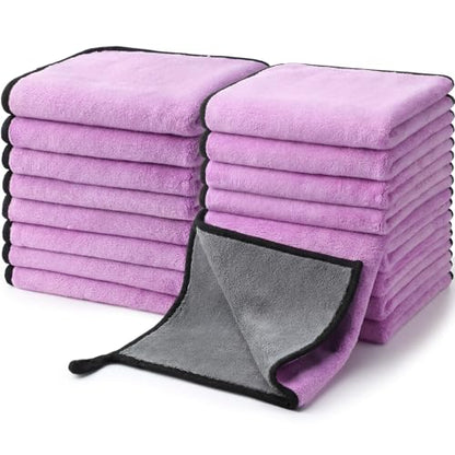 20 Pcs Microfiber Car Drying Towels Microfiber Cleaning Cloth 800 GSM Thick Plush Cleaning Dusting Cloth Auto Detailing Absorbent Towels Rags for Car Household Kitchen Window (20 Count)