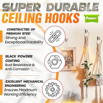 2Pcs 200LB Rotatable Ceiling Hook Wall Mount Metal Hanger for Hanging Plant (2 Count)