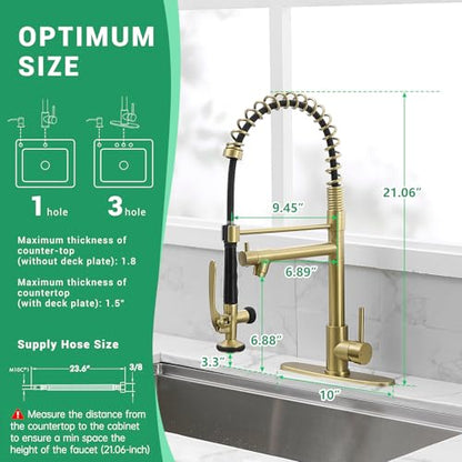Commercial Kitchen Sink Faucet with Pull Down Sprayer Brushed Gold