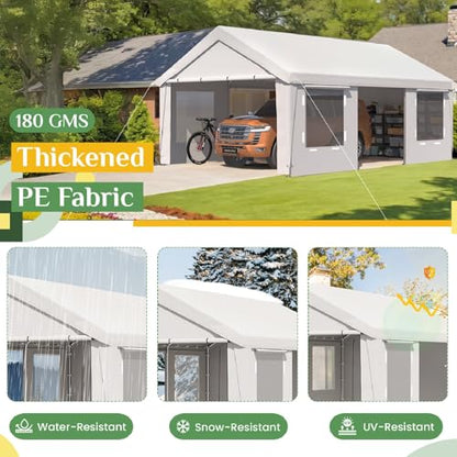 Carport 13x20 Ft Heavy Duty Carport with Roll