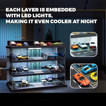 Display Case for Hot Wheels & Matchbox Cars with LED Light