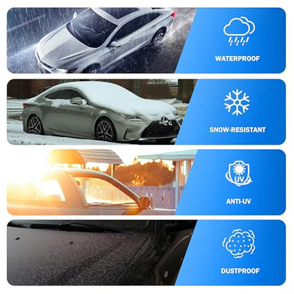 Car Cover Waterproof All Weather Outdoor Windproof Dustproof UV Protection Fit Tuck Cover M