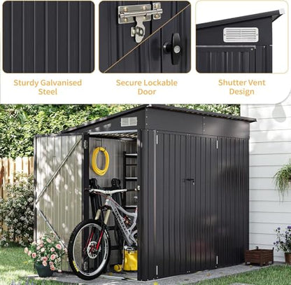 4'x8' Shed Outdoor Storage Shed with Triple Lockable Door