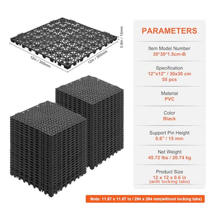 Interlocking Tile 55PCS Black
