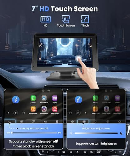 Portable Car Stereo with Wireless Carplay 7Inch Carplay Screen