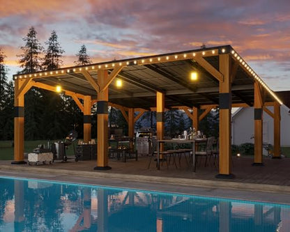 20x20x9.2 FT Heavy Duty Cedar Wood Carport for 2 Cars
