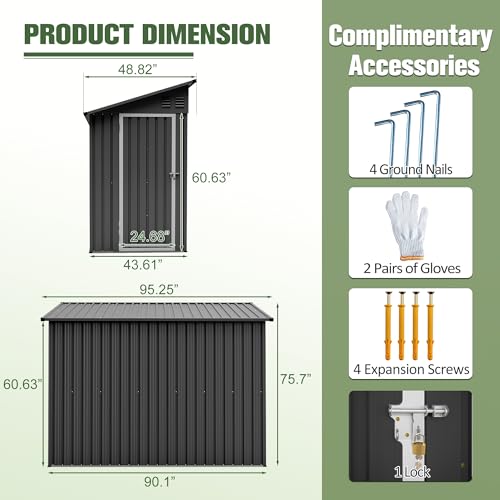 4x8 FT Lean to Outdoor Storage Shed