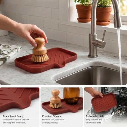 Silicone Soap Dish with Drain Spout