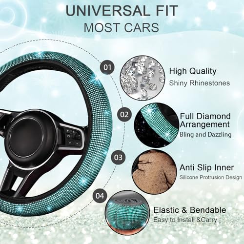 Bling Car Floor Mats Full Set and Steering Wheel Cover