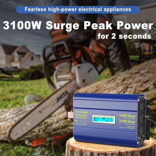 Pure Sine Wave Inverter 1500 Watt 12V to 110V 120V AC
