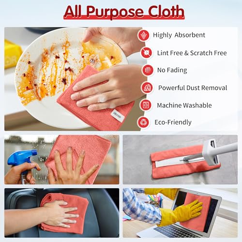 Red Microfiber Cleaning Cloth (12 Count)