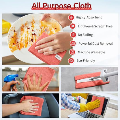 Red Microfiber Cleaning Cloth (8 Count)