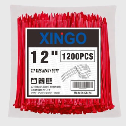 12 Inch Red Zip Ties 1200 PCS (1200 Count)