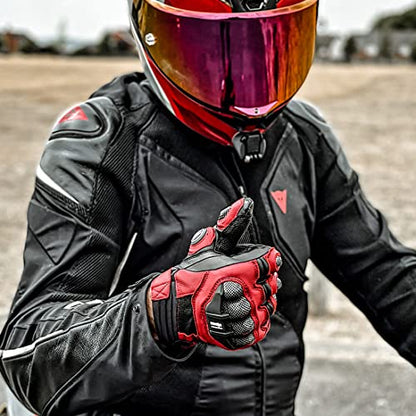 Mens Leather Motorbike Gloves KM046 Oxblood