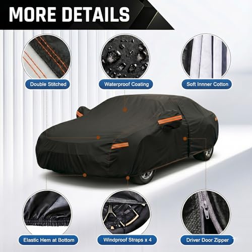 6 Layers Heavy Duty Car Cover Waterproof All Weather Size C3