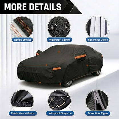 6 Layers Heavy Duty Car Cover Waterproof All Weather Size C3