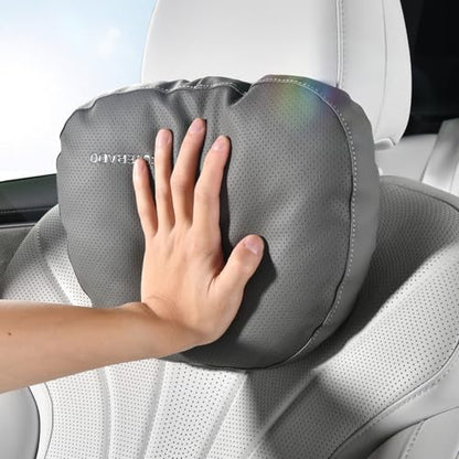 Leather Car Headrest Pillow Car Neck Pillow with Adjustable Strap