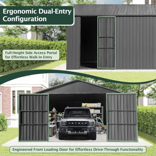 Domi 12'x15' Outdoor Metal Garage Shed