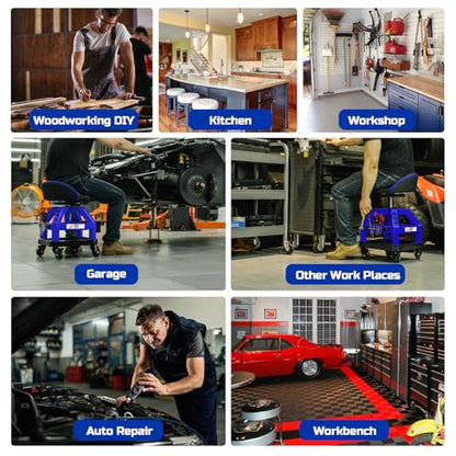 Rolling Shop Stool for Garage with Casters