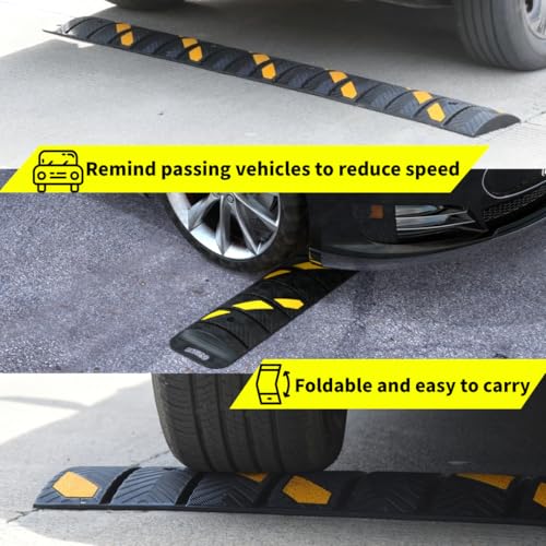Portable Speed Bump 76x10x2in Foldable Reflective
