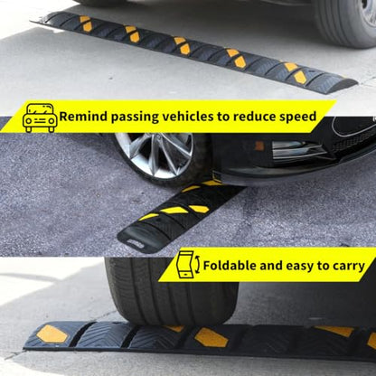 Portable Speed Bump 76x10x2in Foldable Reflective