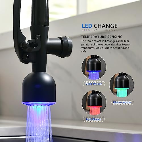Single Handle Pull Down Sprayer Black&Rose Gold Kitchen Faucet