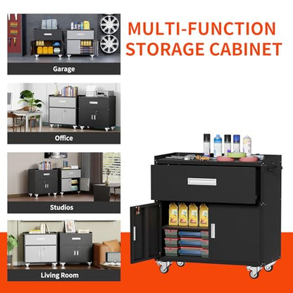 Metal Garage Storage Cabinet with Wheels