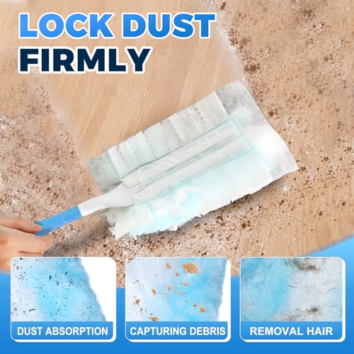50PCS Microfiber Duster Refills Kit with 5 Handles Compatible with Swiffer (50 Count)