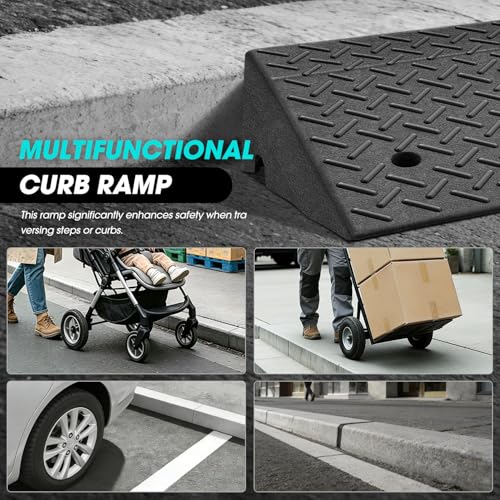 6.3" Rise Rubber Curb Ramp Heavy Duty Loading Driveway Ramp Threshold Ramp 39" W x 19.5" D x 6.3" H for Loading Dock