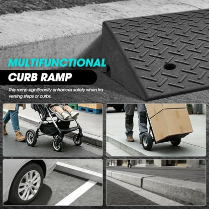 6.3" Rise Rubber Curb Ramp Heavy Duty Loading Driveway Ramp Threshold Ramp 39" W x 19.5" D x 6.3" H for Loading Dock