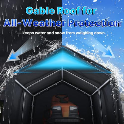 8x14 ft Steel Metal Peak Roof Portable Garage Shelter Storage Shed Carport for Motorcycle