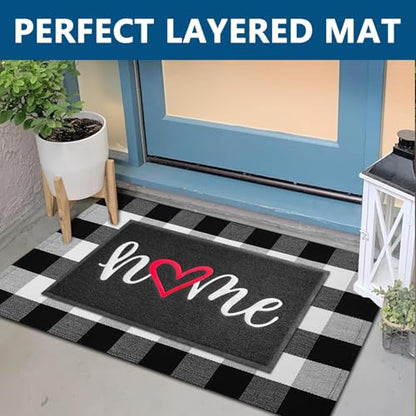 Door Mat 2 Pack Outside Inside Home Doormat 30"x17.5" Durable Floor Mat Non Slip Rug Ultra Absorb Mud Easy Clean Front Doormat for Garage (7.3 Sq Ft)