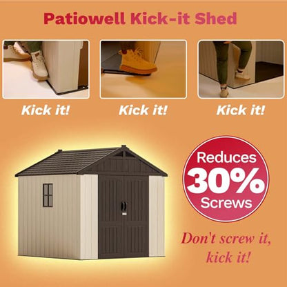 8x8 FT Resin Outdoor Storage Shed with Floor