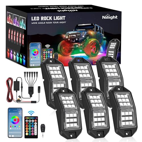 RGB LED Rock Lights Kit 6 PCS 18LED Wide Angle Wheel Well Light
