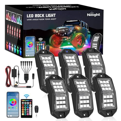 RGB LED Rock Lights Kit 6 PCS 18LED Wide Angle Wheel Well Light