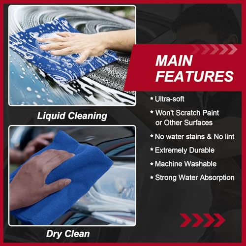 200 Pcs Microfiber Cleaning Cloth 16x16 Inch Microfiber Towels for Car Ultra Absorbent Cleaning Rags Reusable Lint Free Streak Free Detailing Towel for Car Washing Drying Dusting (200 Count)