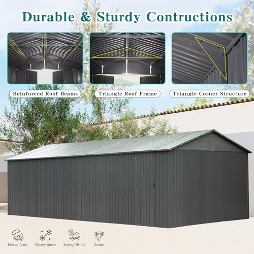 Domi 12x25FT Outdoor Metal Garage Shed