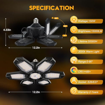 2 Pack Warm Garage Lights