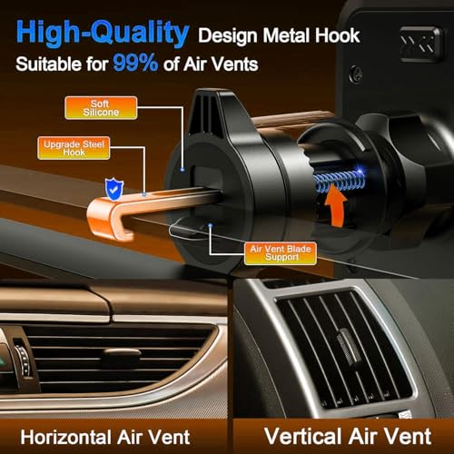 Cell Phone Holder [Never Fall Upgrade Clip] Phone Holder Car Automobile Air Vent Hands Free for Car Fit Car Phone Holder Mount for All for iPhone Android Smartphone