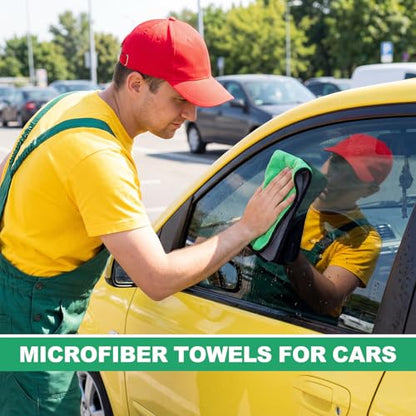 20 Pcs Microfiber Car Drying Towels Microfiber Cleaning Cloth 800 GSM Thick Plush Cleaning Dusting Cloth Auto Detailing Absorbent Towels Rags for Car Household Kitchen Window (20 Count)
