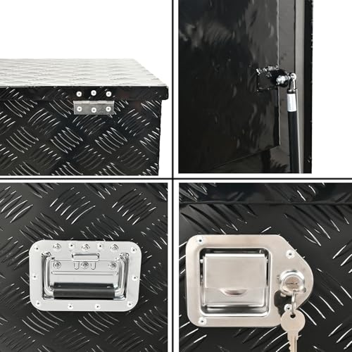 44In Aluminum Tool Box 5 Bar Tread Chest Box Flatbox for Truck Car Outdoor