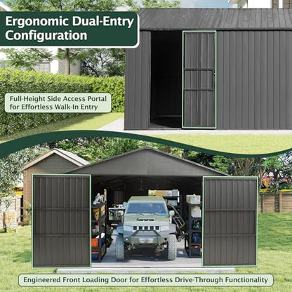 Domi 12'x20' Outdoor Metal Garage Shed