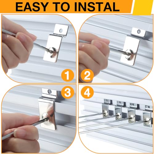 100 Pack Slatwall Hooks Silver Heavy Duty Slat Wall Hooks Metal Slatwall Accessories for Hanging Garage Retail Home Shop Display