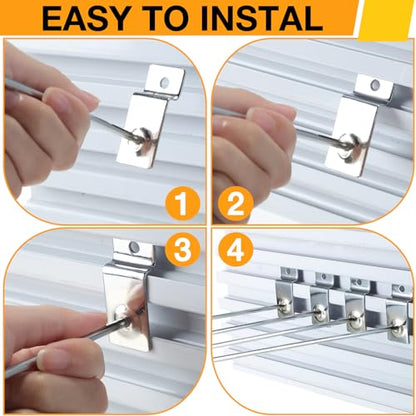 100 Pack Slatwall Hooks Silver Heavy Duty Slat Wall Hooks Metal Slatwall Accessories for Hanging Garage Retail Home Shop Display