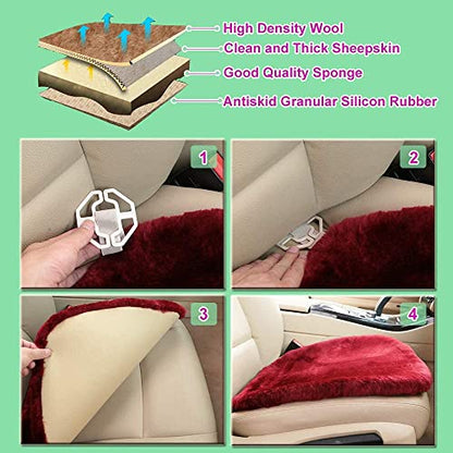 Genuine Sheepskin Car Seat Cover for Fuzzy Soft Fur Wool Cushion