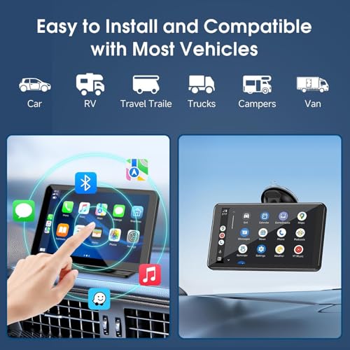 Carplay Screen for Car 7" HD Wireless Portable Car Play Touchscreen Stereo