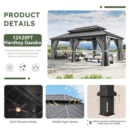 12' X 20' Hardtop Gazebo with Drainage